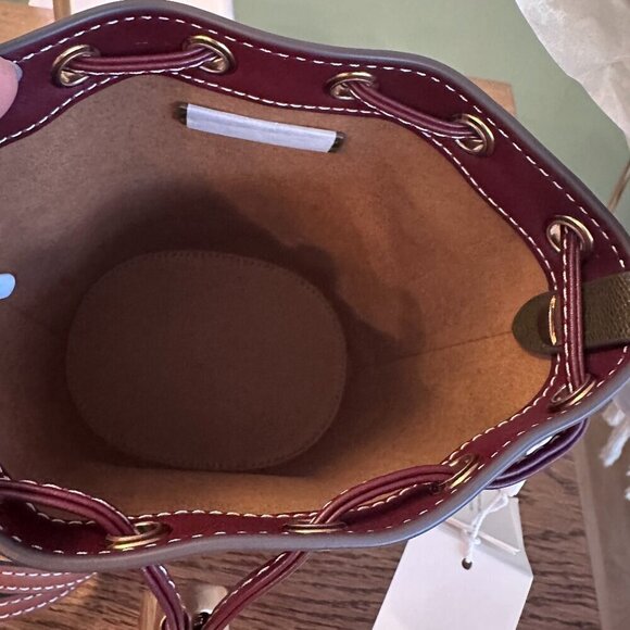 NWT! NEW Tory Burch T Monogram Jacquard Studded Mini Bucket Bag -multi leather - Picture 9 of 10